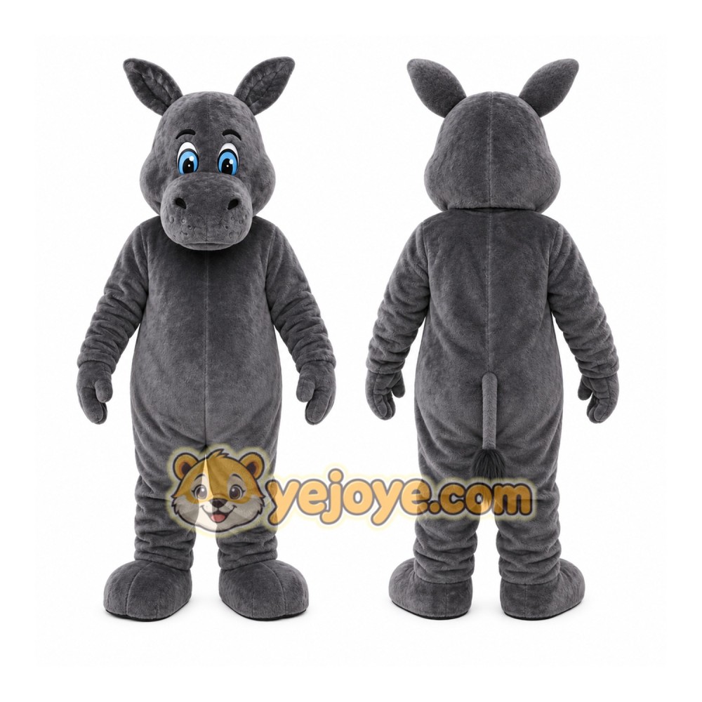 Gray Hippo Mascot Costume with Custom Logo Gray Hippo Mascot Costume with Custom Logo