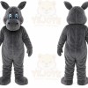 Gray Hippo Mascot Costume with Custom Logo
