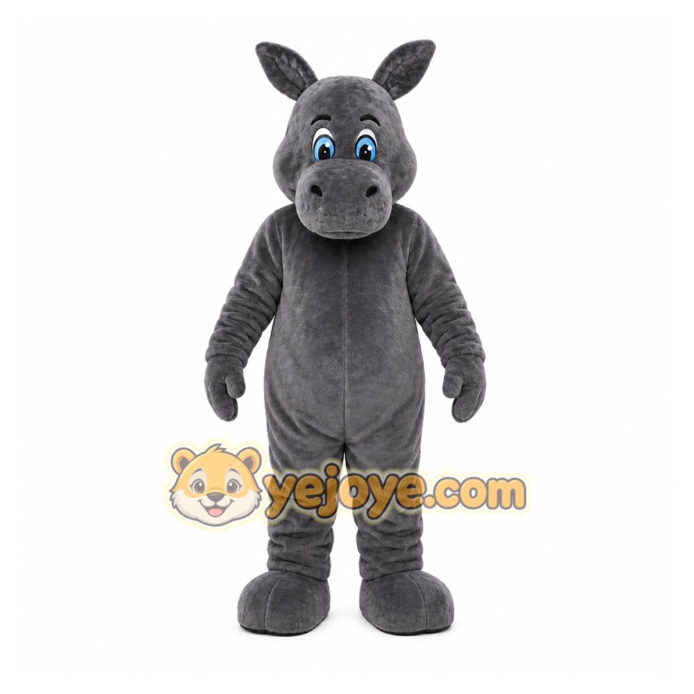 Gray Hippo Mascot Costume with Custom Logo Gray Hippo Mascot Costume with Custom Logo