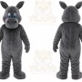 Gray Hippo Mascot Costume with Custom Logo