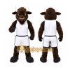 Brown Bull Mascot Costume with Custom Logo