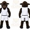 Brown Bull Mascot Costume with Custom Logo