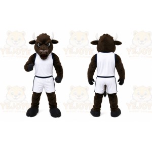 Brown Bull Mascot Costume with Custom Logo