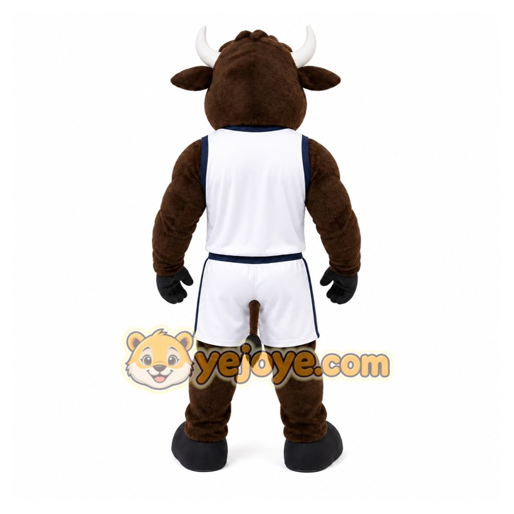 Brown Bull Mascot Costume with Custom Logo