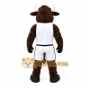 Brown Bull Mascot Costume with Custom Logo