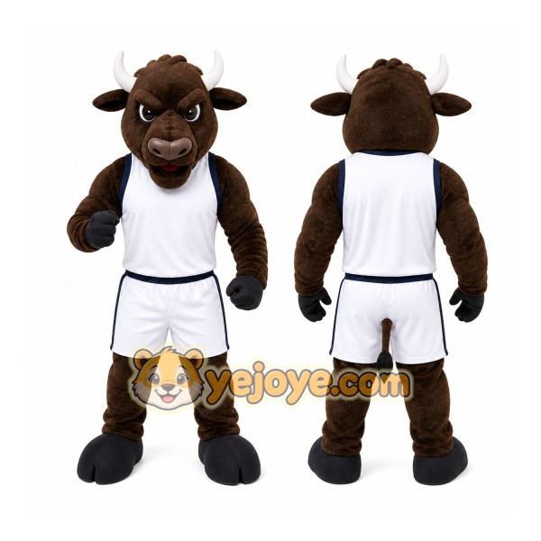 Brown Bull Mascot Costume with Custom Logo