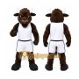 Brown Bull Mascot Costume with Custom Logo