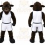 Brown Bull Mascot Costume with Custom Logo