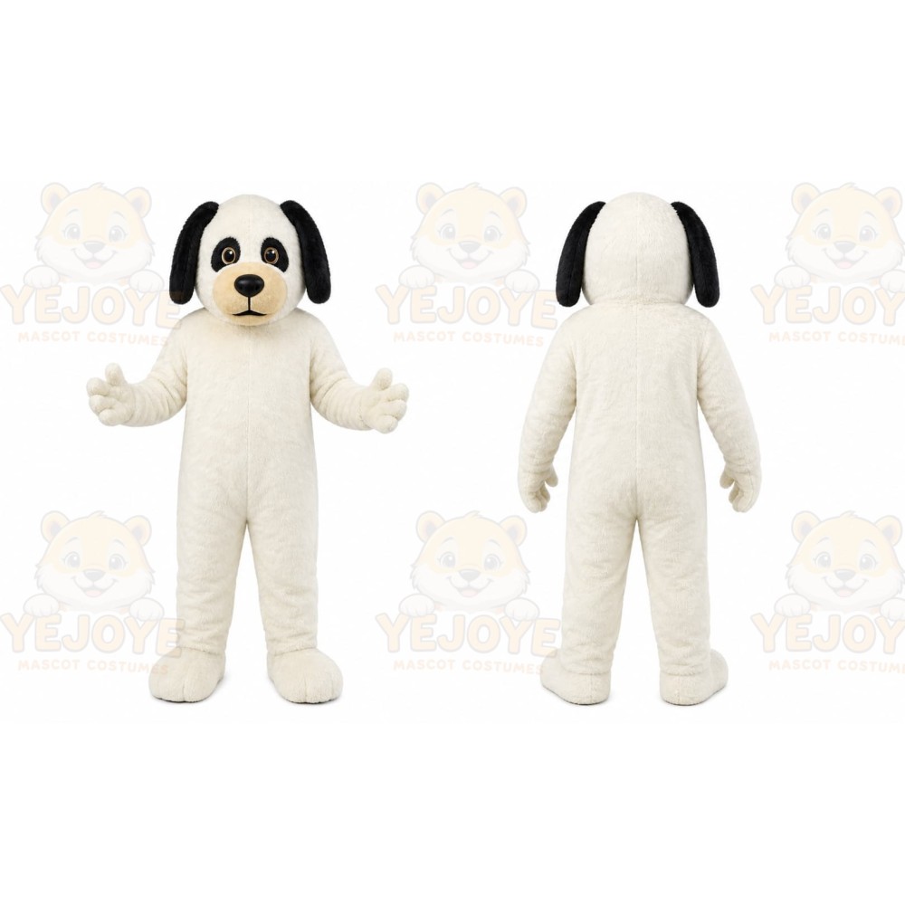 White Dog Mascot Costume with Custom Logo