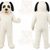 White Dog Mascot Costume with Custom Logo