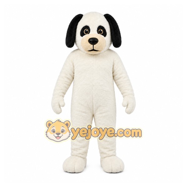 White Dog Mascot Costume with Custom Logo White Dog Mascot Costume with Custom Logo