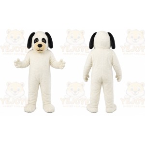 White Dog Mascot Costume with Custom Logo