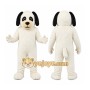 White Dog Mascot Costume with Custom Logo