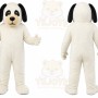White Dog Mascot Costume with Custom Logo