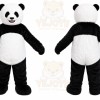 Black Panda Mascot Costume with Custom Logo