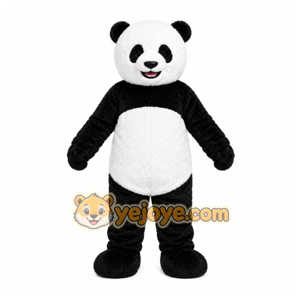 Black Panda Mascot Costume with Custom Logo