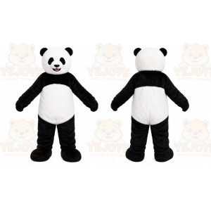 Black Panda Mascot Costume with Custom Logo