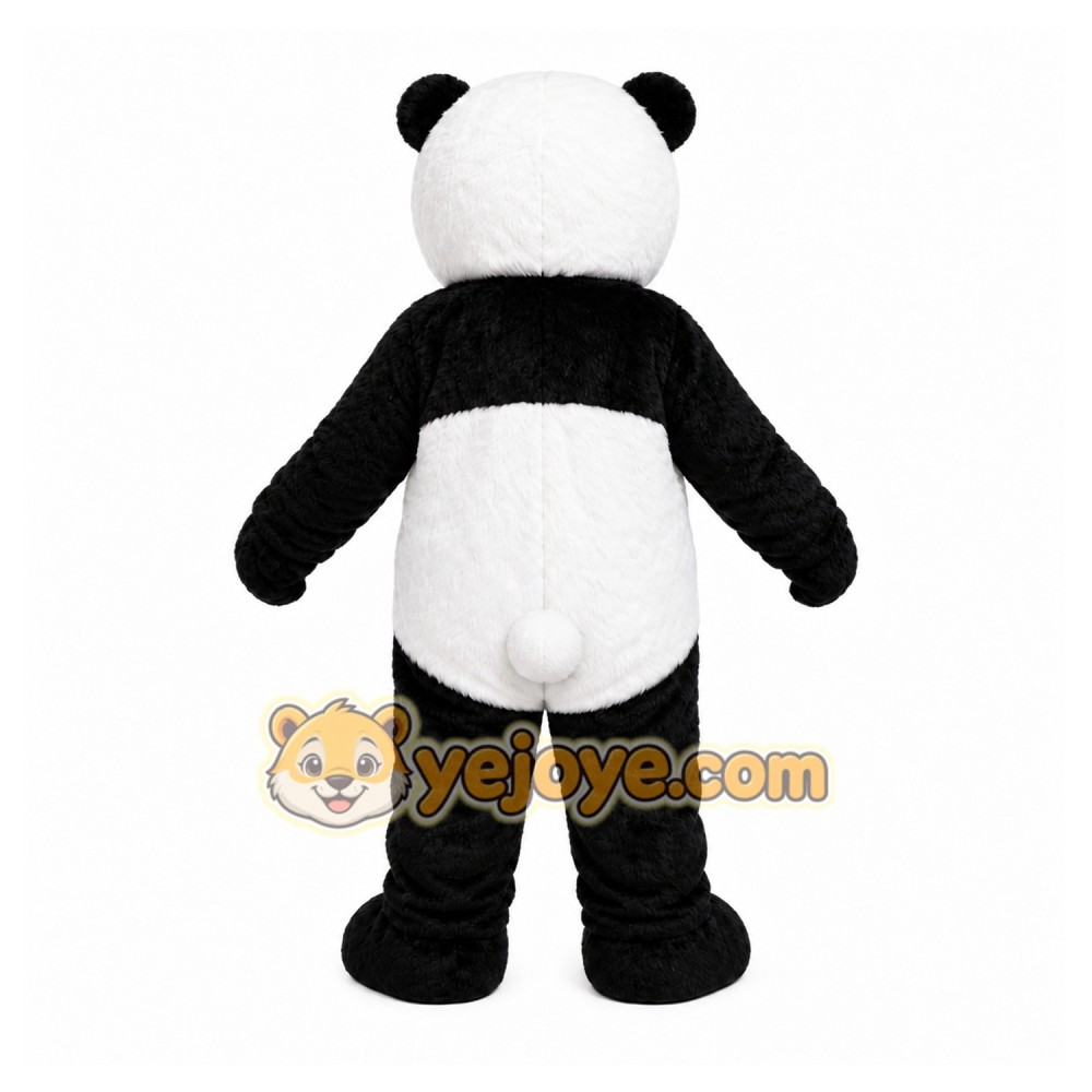 Black Panda Mascot Costume with Custom Logo