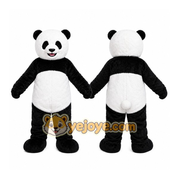 Black Panda Mascot Costume with Custom Logo