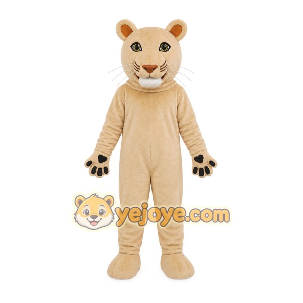Tan Cougar Mascot Costume with Custom Logo