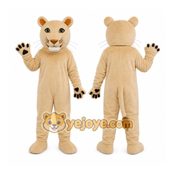 Tan Cougar Mascot Costume with Custom Logo