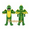 Green Dragon Mascot Costume with Custom Logo