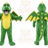 Green Dragon Mascot Costume with Custom Logo