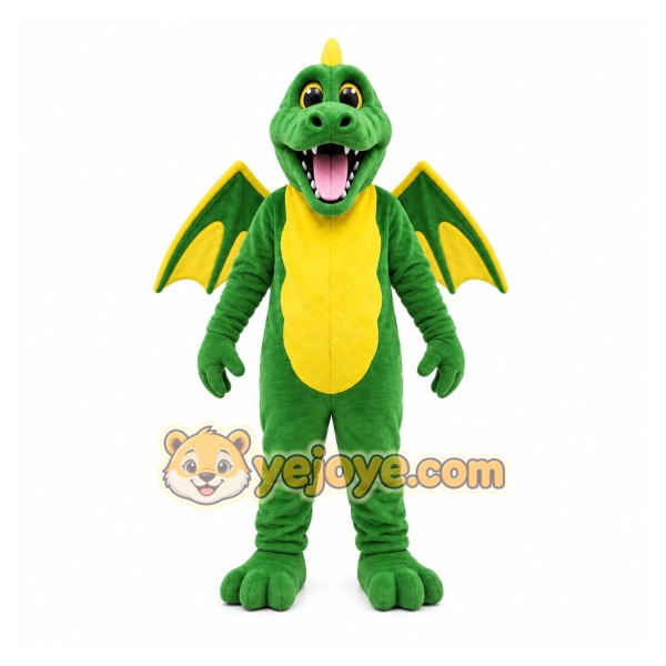 Green Dragon Mascot Costume with Custom Logo Green Dragon Mascot Costume with Custom Logo