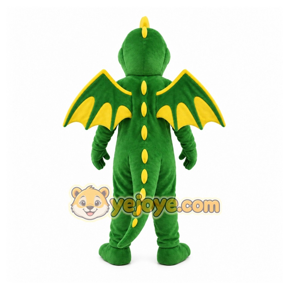 Green Dragon Mascot Costume with Custom Logo