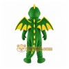 Green Dragon Mascot Costume with Custom Logo