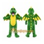 Green Dragon Mascot Costume with Custom Logo