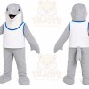 Gray Dolphin Mascot Costume with Custom Logo