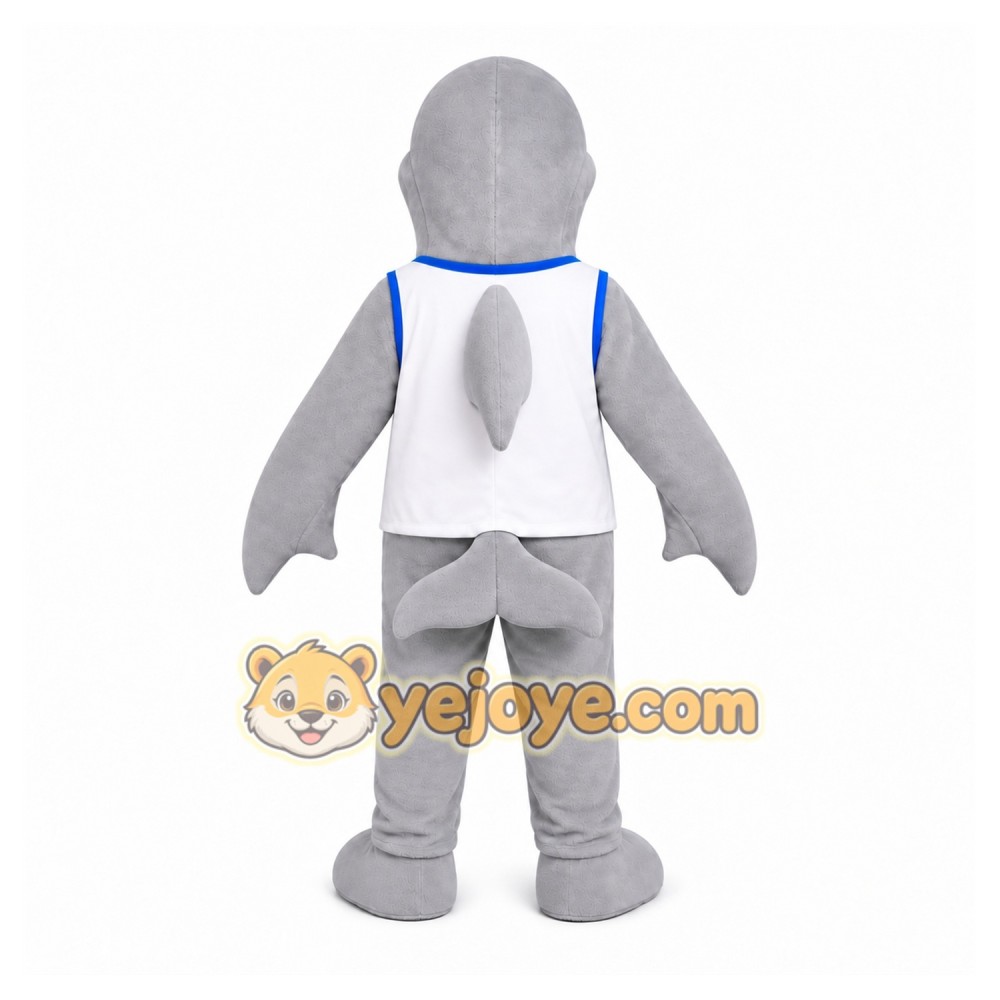 Gray Dolphin Mascot Costume with Custom Logo Gray Dolphin Mascot Costume with Custom Logo