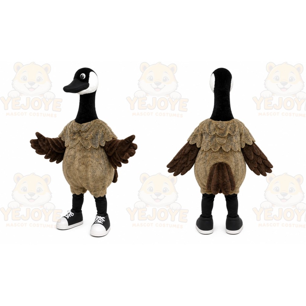 Brown Goose Mascot Costume with Custom Logo
