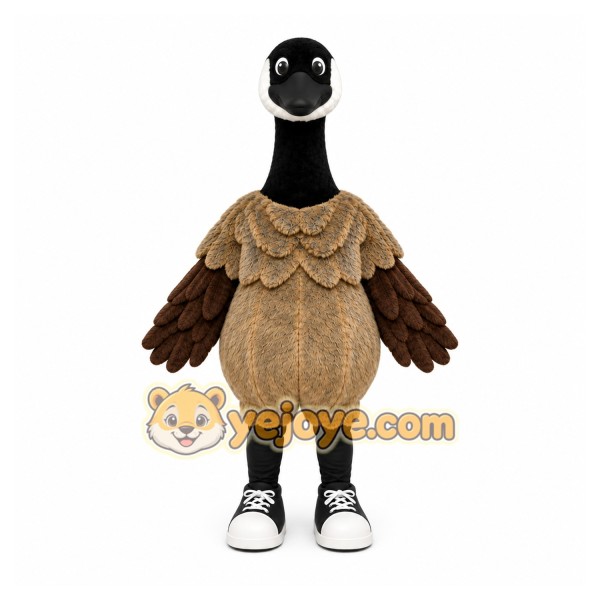 Brown Goose Mascot Costume with Custom Logo
