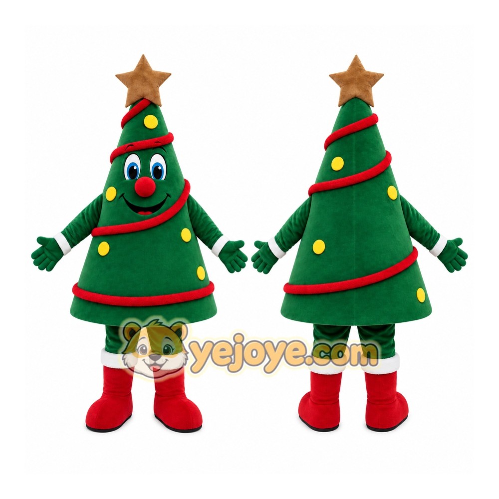 Green Christmas Tree Mascot Costume with Custom Logo Green Christmas Tree Mascot Costume with Custom Logo