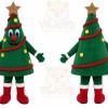 Green Christmas Tree Mascot Costume with Custom Logo