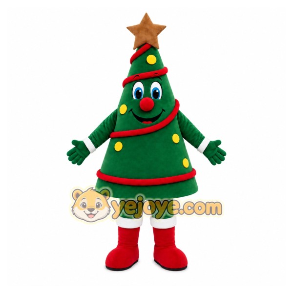 Green Christmas Tree Mascot Costume with Custom Logo Green Christmas Tree Mascot Costume with Custom Logo