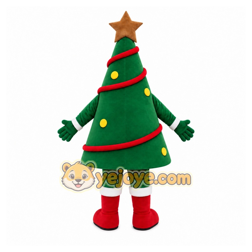 Green Christmas Tree Mascot Costume with Custom Logo Green Christmas Tree Mascot Costume with Custom Logo