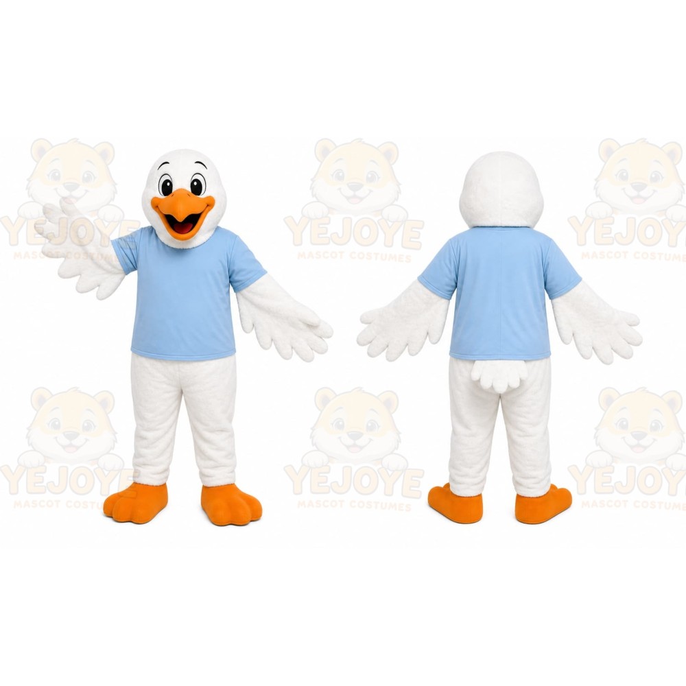 White Bird Mascot Costume with Custom Logo
