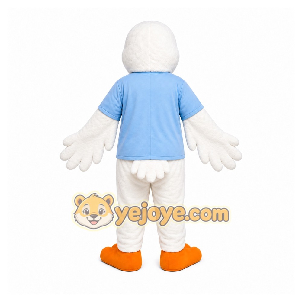 White Bird Mascot Costume with Custom Logo