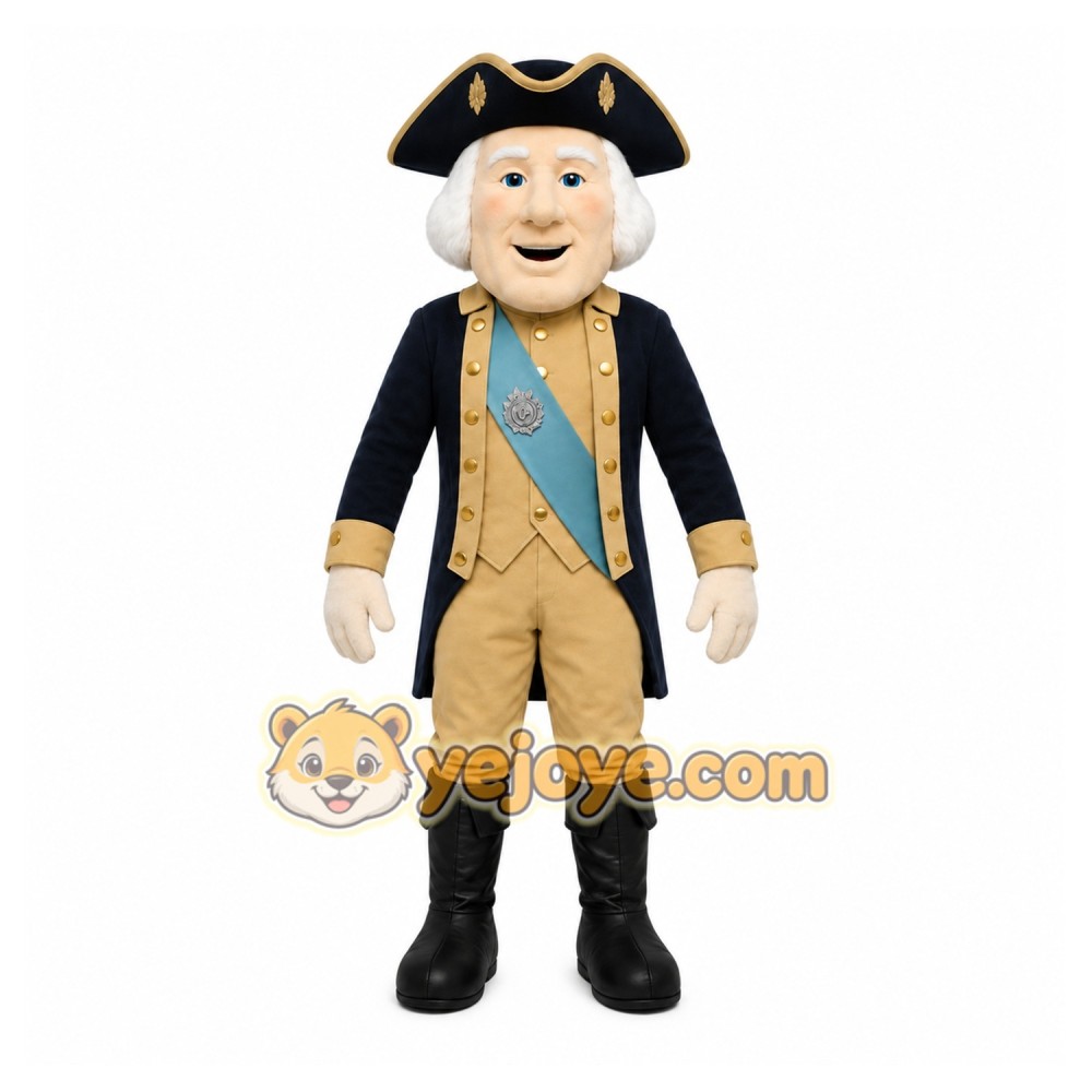 Colonial Man Mascot Costume with Custom Logo Colonial Man Mascot Costume with Custom Logo
