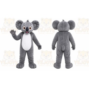 Gray Koala Mascot Costume with Custom Logo
