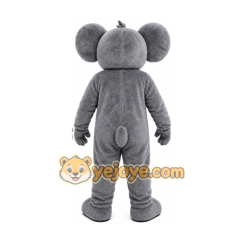 Gray Koala Mascot Costume with Custom Logo