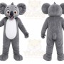 Gray Koala Mascot Costume with Custom Logo