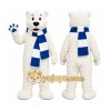 White Bear Mascot Costume with Custom Logo