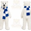 White Bear Mascot Costume with Custom Logo