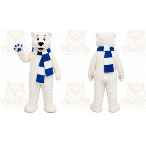 White Bear Mascot Costume with Custom Logo
