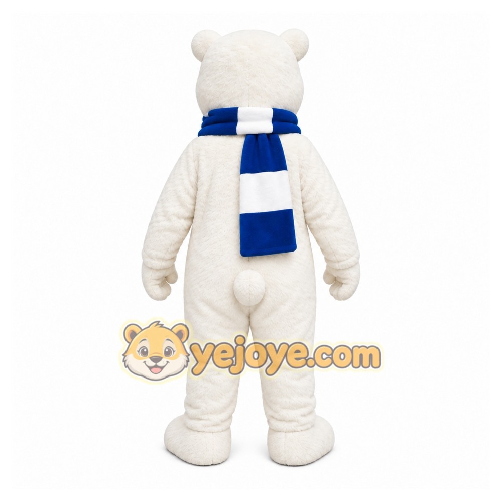 White Bear Mascot Costume with Custom Logo
