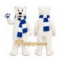 White Bear Mascot Costume with Custom Logo